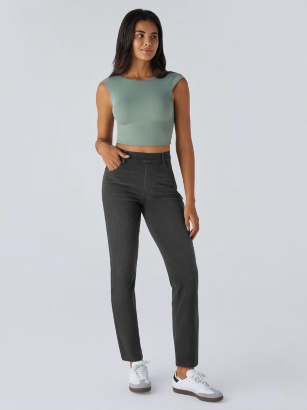 Halara Flex™  Pockets Straight Leg Washed Casual Jeans